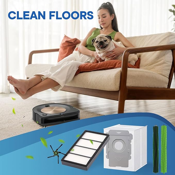 28 Pack s9 Accessories Fit for iRobot Roomba s9 (9150) s9+ s9 Plus (9550) s Series Vacuum Cleaner, 2 Pack Main Brushes,8 Side Brushes,8 HEPA Filters,8 Dust Bags,2 Tools