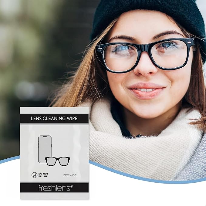 Freshends Lens Cleaning Wipes - 300 Soft & Lint Free Towelettes - Eye Glass Cleaners Individual Packets - Pre-Moistened Lens Wipes For Eyeglasses, Tablets, Camera & Cellphone Screens
