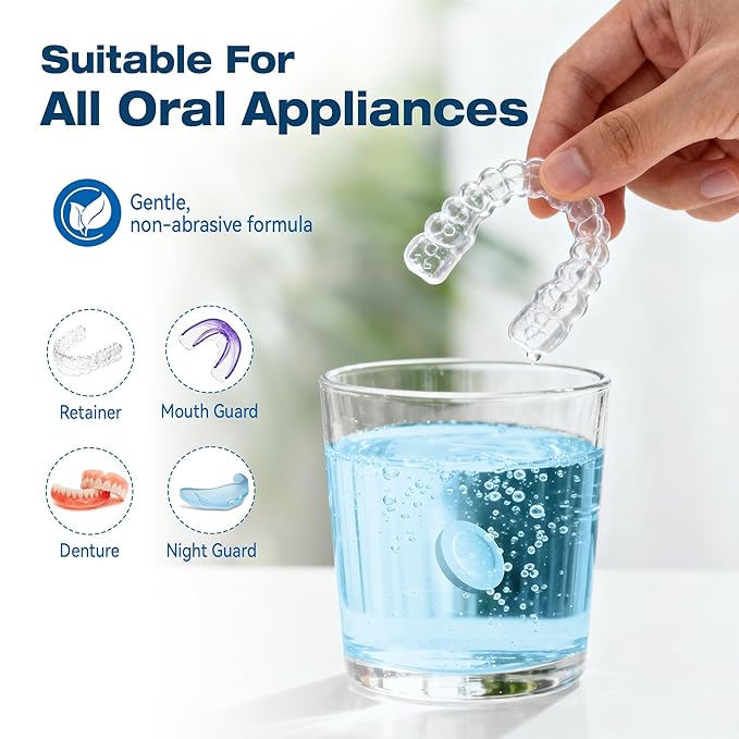 KUNPHY Dentures Cleaning Tablets for Dentures, Mouth Guards (Blue)