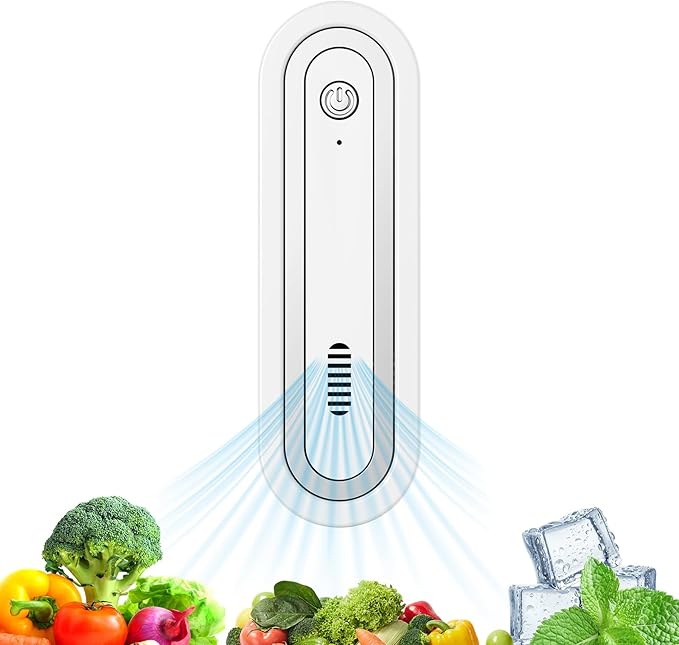 Fridge Deodorizer, Rechargeable with Dual Modes & Compact Design for Refrigerator, Car, Shoe Cabinet to Eliminate Odors and Keep Air Fresh (Silver)