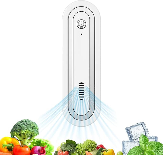 Fridge Deodorizer, Rechargeable with Dual Modes & Compact Design for Refrigerator, Car, Shoe Cabinet to Eliminate Odors and Keep Air Fresh (Silver)