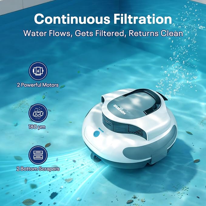 Cordless Automatic Pool Cleaner, Dual High-Suction 35W Motors, 120 Minutes Runtime, Auto Parking for 40ft in/Above-Ground Pools 2026