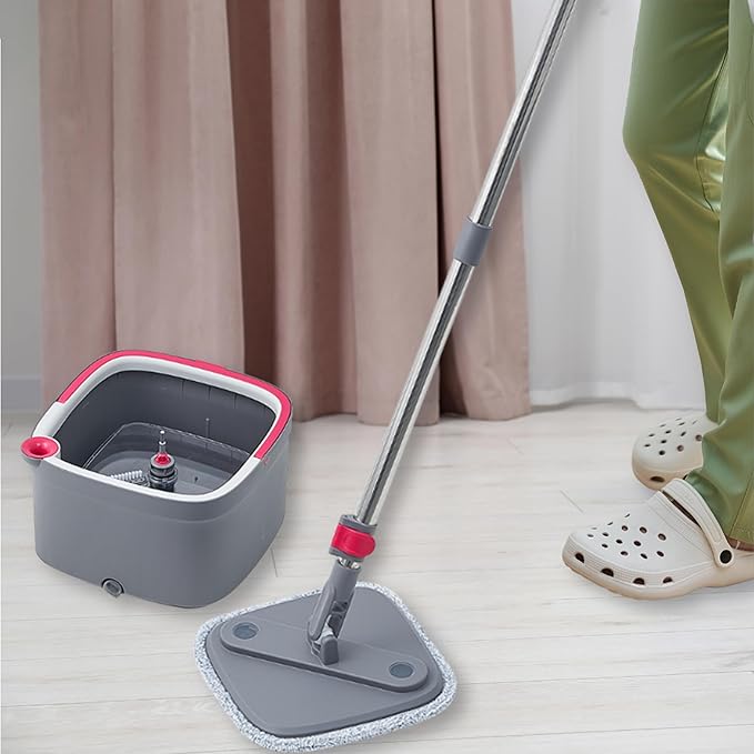 Square Spin Mop Deluxe with 4pc Mop Pads Bundle
