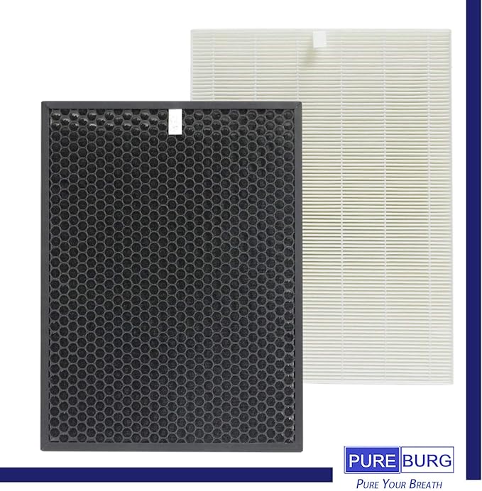 PUREBURG Replacement Filter Set Compatible with Sharp FP-N60CX & FP-P40CX Air Purifiers FZ-C46DFU FZ-R45HFU FZ-N60HFU, H13 HEPA + Activated Carbon Filter