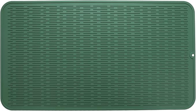 MicoYang Silicone Dish Drying Mat for Multiple Usage,Easy clean,Eco-friendly,Heat-resistant Silicone Mat for Kitchen Counter or Sink,Refrigerator or Drawer Liner Green 4XL 32 inches x 18 inches
