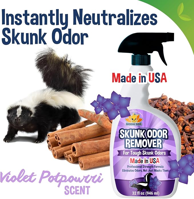 Bodhi Dog Skunk Odor Remover for Dogs & House – Fast-Acting Skunk Spray & Smell Eliminator for Pets, Carpet, Furniture, Bedding & Fabrics – Safe for Pets & Home (32 Oz)