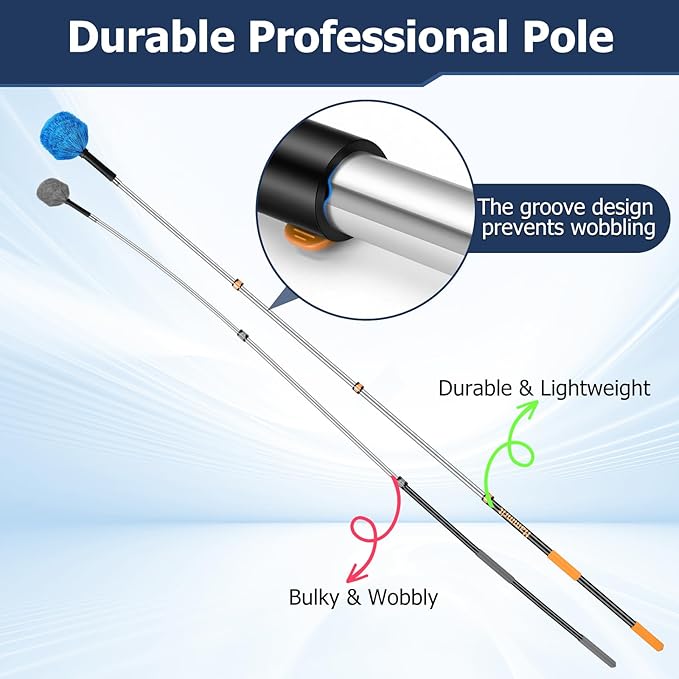 3.7-12 FT Telescopic Extension Pole Adjustable Aluminum Paint Roller & Cleaning Pole | Universal Twist-On Metal Tip | Sturdy Multi-Purpose Household Tool for Dusting, Painting & More