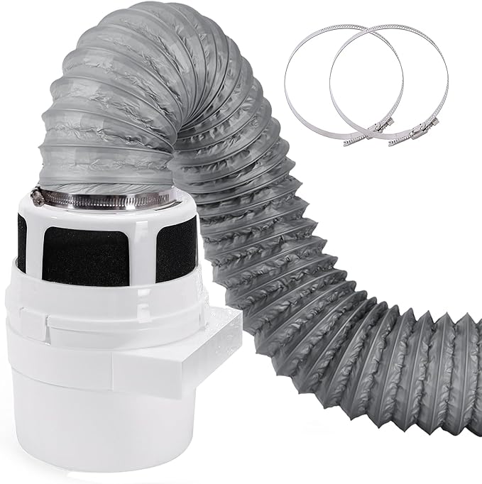 【Upgraded】 NOORNY 3 in 1 Indoor Dryer Vent Kit Lint Trap Bucket Dryer Vent for Apartment - with Double Layer 4-Inch by 5-Feet Gray Proflex Duct, for Electric Clothes Dryers
