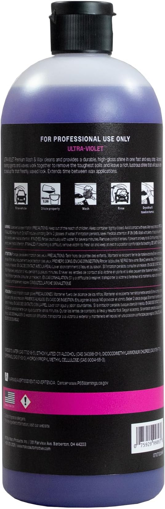 Malco Ultra Violet Premium Wash'n Wax – Best 2-in-1 Car Wash and Wax/Cleans and Provides A Durable, High-Gloss Shine in One Fast and Easy Step / 64Oz. (107164)