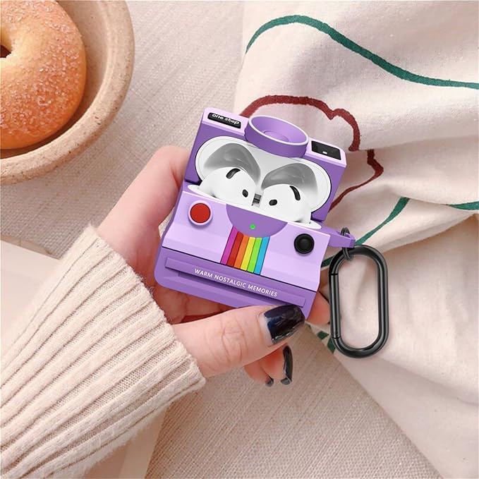Retro Cases for AirPods 4 Case 2024 with Cleaner Kit - VISOOM Cute Fancy Protective AirPods 4th Gen Cases Cover Men Women Unique Polaroid Soft Cover for Apple AirPod iPods 4 Wireless Charging Case