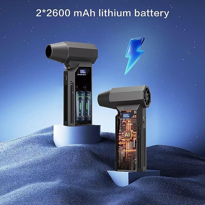 120000RPM Compressed Air Duster,4-Gear Adjustable Rechargeable Air Blower with Fast USB-C Charging & LED Light,Electric Duster for Computer,Keyboard,Car,Home & Outdoor Cleaning