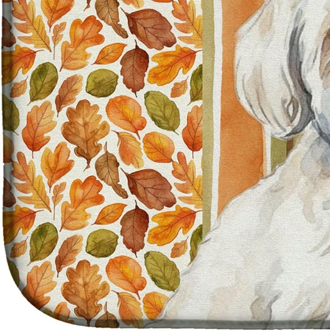 Caroline's Treasures Coton de Tulear Heirloom Fall Dish Drying Mat Absorbent Dish Drying Mat Pad for Kitchen Counter Dish Drainer Mat for Countertop, 14 x 21", Multicolor