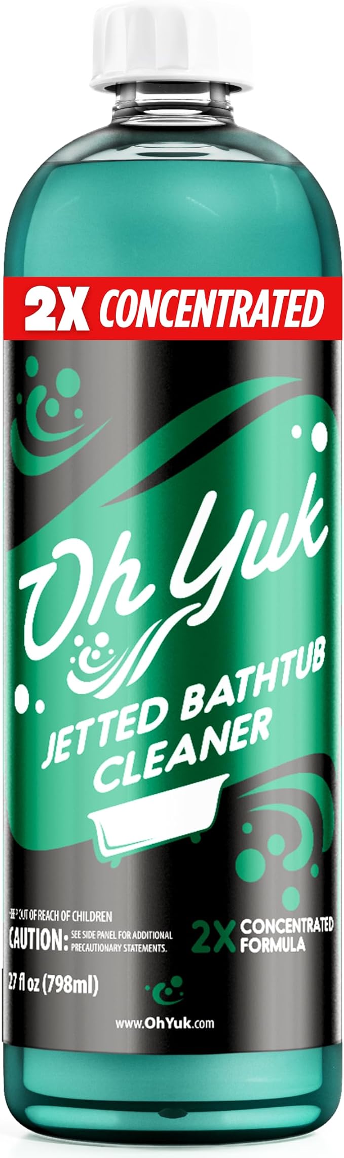 Oh Yuk Jetted Tub Cleaner 2X Concentrated – Jetted Bathtub & Jacuzzi Cleaner for Jetted Tub Systems and Bathtub with Jets - 27 Fl oz