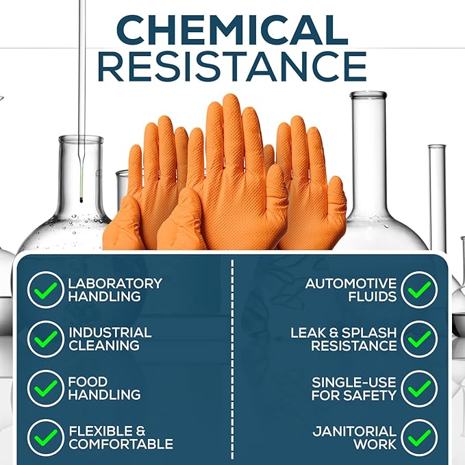 First Glove 8 Mil Heavy Duty Nitrile Gloves - Diamond Grip - Disposable Gloves for Mechanic, Automotive & Industrial Work