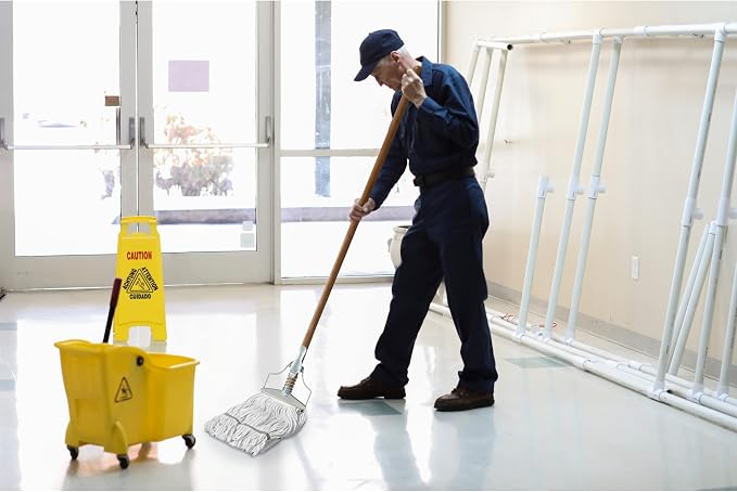 59" Mop Spring Commercial Grade Mop Handle Pack of 2 Industrial Strength Wooden Handle Wet Mops for Floor Cleaning Heavy Duty (Mop Heads Not Included)