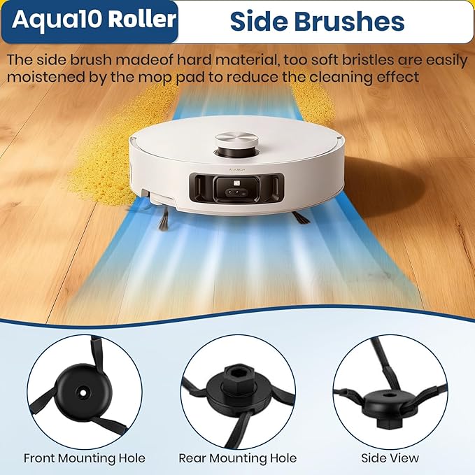 22 Pack Aqua10 Ultra Roller Accessories Kit for Aqua10 Roller/Aqua10 Ultra Roller Replacement Parts,2 Main Brush 2 Mopping Brushes 4 Hepa Filters 6 Side Brush 6 Vacuum Bags