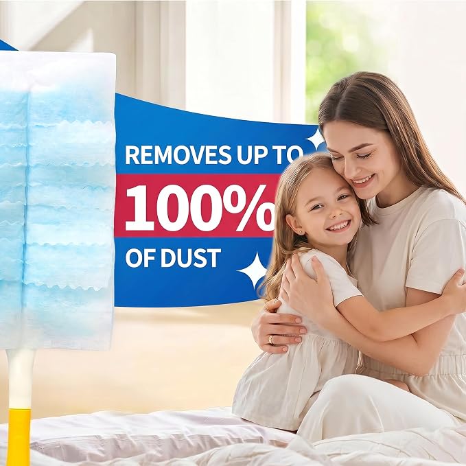 80 Count Disposable Dusters Refills, Heavy Duty Duster Refills Compatible with Swiffer Duster Refills (80 Count Duster Refill +1 Handle)