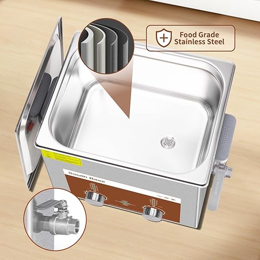 SOUTH BASE Ultrasonic Cleaner,10L 240W Stainless Steel Sonic Cleaner with Cleaning Basket,Timer&Heater,Encoded Ultrasonic Cleaning Machine for Cleaning Parts,Jewelry,Eyeglasses,Chain