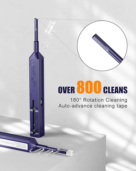 One Click Fiber Cleaner Pen, SC/FC/ST Fiber Optic Cleaning Pen, 2.5mm Ferrule Connectors Fiber Cleaner Over 800 Times with Added Protection Case