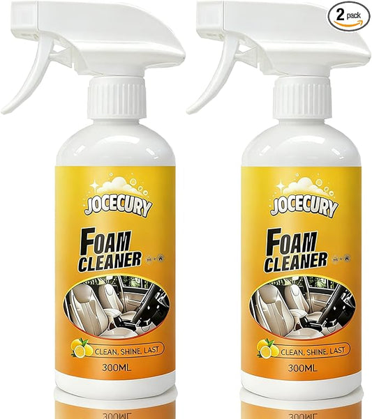 Jocecury 2Pcs Multi-Purpose Foam Cleaner, 600ML Car Interior Cleaner for Leather Seats, Fabric, Vinyl & Carpet, No Rinse Interior Detailer Spray for Shoes, Clothes & Home Surfaces