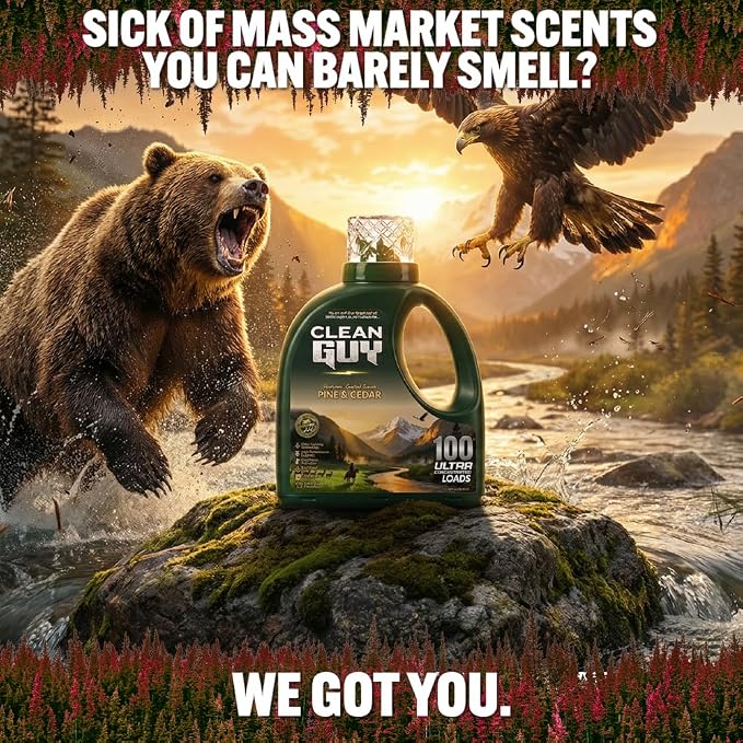 Laundry Detergent | Bold Wood & Pine Scent, Powerful Cleaning, Soft & Fresh Finish, Long-Lasting Aroma - Pine & Cedar (100 Loads)