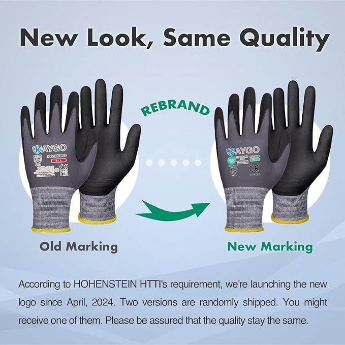 KAYGO Safety Work Gloves MicroFoam Nitrile Coated, 12 Pairs KG18NB,Seamless Knit Nylon Glove for Men and Women, Ideal for Automotive,Warehouse,Construction (2X-Large,Gray)