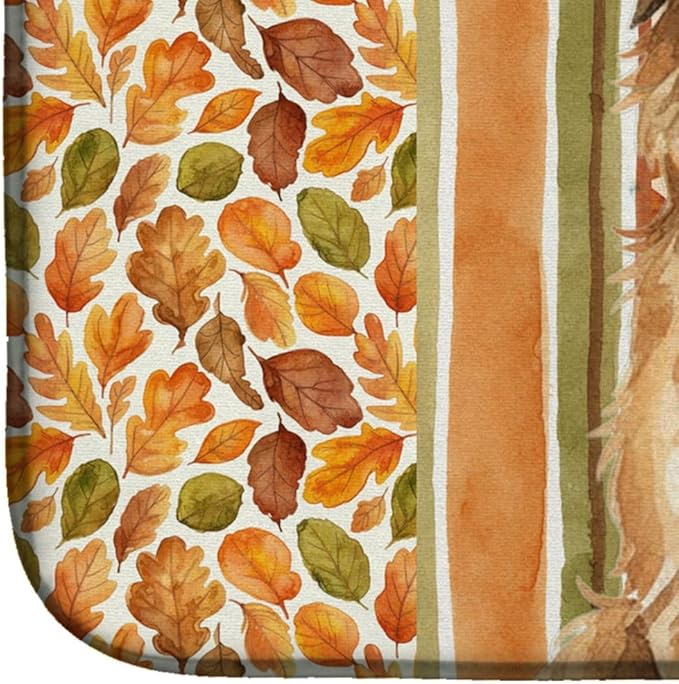 Caroline's Treasures Tawny Briard Heirloom Fall Dish Drying Mat Absorbent Dish Drying Mat Pad for Kitchen Counter Dish Drainer Mat for Countertop, 14 x 21", Multicolor