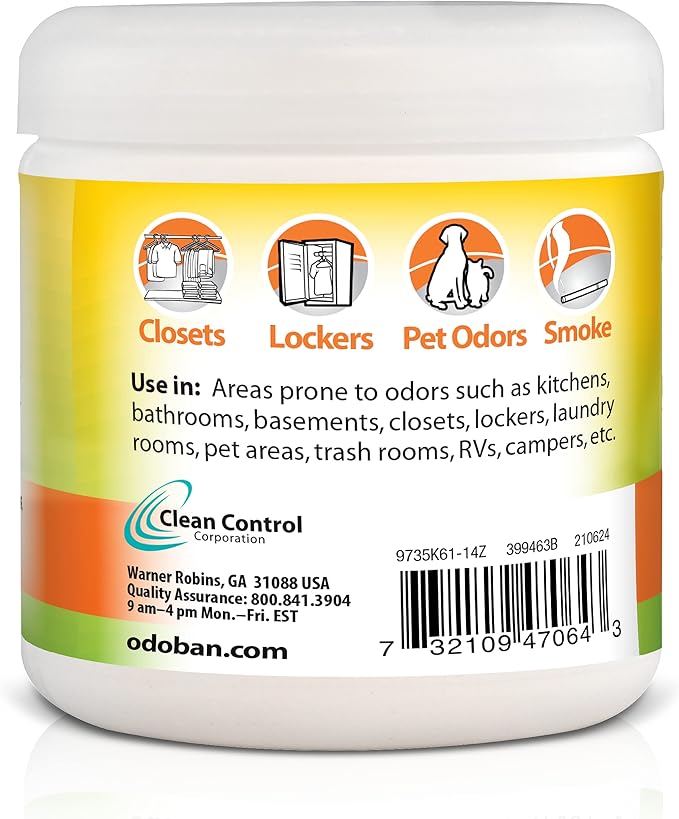 OdoBan Solid Odor Absorber Eliminator for Home and Small Spaces, Citrus Scent, 14 Ounces Each, 12-Pack