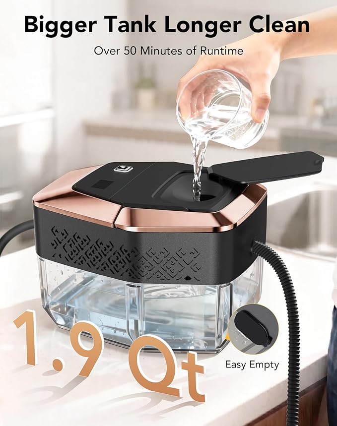 Homeasy Steam Cleaner for Home, 1500W Handheld Steamer for Cleaning with 3-Level Handle, 15s Heat-Up & 1.8L Large Tank, Portable Steamer for Car, Grout, Tile, Floor, Kitchen & Bathroom