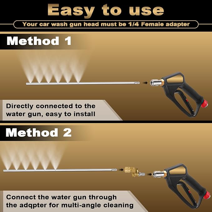 Gekufa 39'' Car Radiator Cleaning Wand, 25° Fan Nozzle Radiator Genie Water Air Cleaning Wands, High-Pressure Washer Radiator Wand with 1/4'' Quick Coupler
