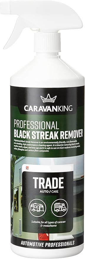 – Black Streak Remover Spray – Fast-Acting Cleaner for Caravans & Motorhomes, Targets Black Marks, Tree Sap, Algae & Grime – Safe on Paint, Plastic & GRP, 1L