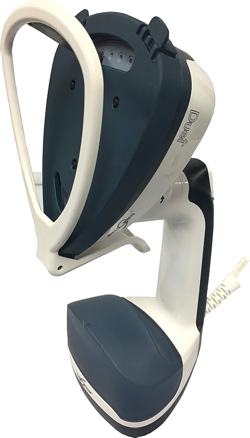 Eurosteam Duet 2-in-1 Iron & Garment Steamer with 180° Rotary Head | 1000W 2-in-1 iron and garment steamer. Features patented 180° rotating head, ceramic soleplate & removable tank.
