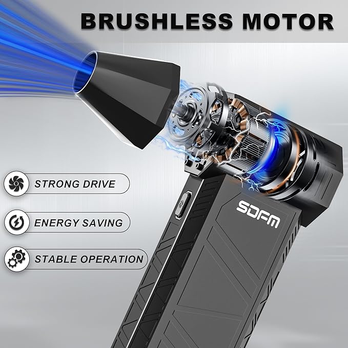 SDFM Compressed Air Duster - 180,000 RPM Snow Blower - with Brushless Motor, 3-Gear Adjustable Air Duster - for Keyboard, PC, Car, Air Bed, and Home Cleaning (X15+X3BM)