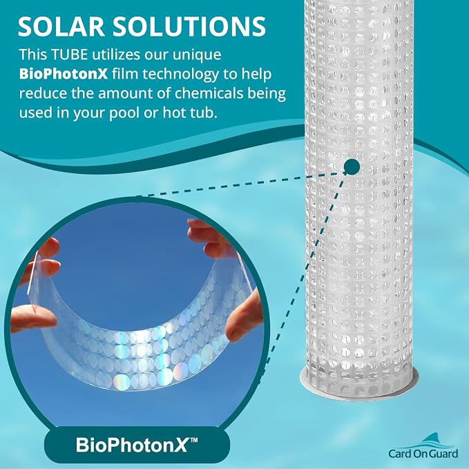 Solar Sanitizer Tube for Swimming Pools & Hot Tubs | BioPhotonX Technology Reduces Chlorine/Bromine Use by 50% for 12 Months | Single Pack for Hot Tubs/Swim Spas Up to 10,000 Gallons