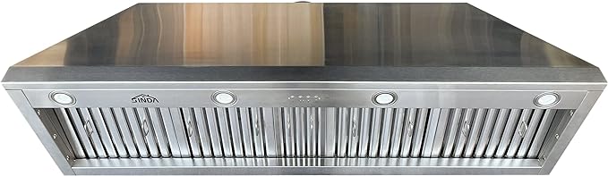 SINDA 60 Inch Built-in Range Hood Insert Vent 1260 CFM with 4 Speed Exhaust Fan Kitchen Under Cabinet Vent Hood Adjustable LED Lights, Dishwasher-safe, Baffle Filters,Stainless Steel