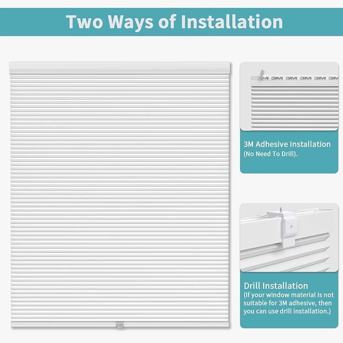 MYshade No Tools No Drill Cordless Cellular Window Shades 18"W x 64"H Grey | Indoor Honeycomb Room Darkening Blackout Blinds, No Drilling, Easy to Install, For Bedroom, Kitchen, Office, Living Room
