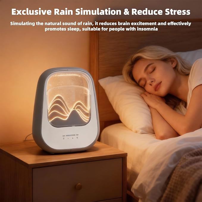 8-in-1 White Noise Sound Machine with Rain Drop Real Sound, Crey | Sound Machine with Aroma Diffuser for Sleeping, Stress Relief, Night Light Timer for Bedroom Office Home Hotel SPA Decor