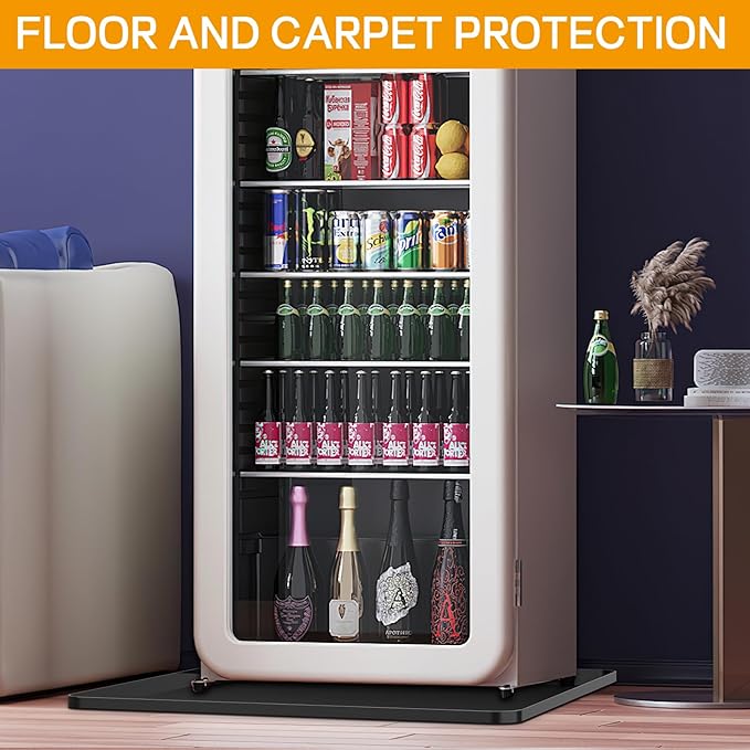 Mini Fridge Silicone Mat,24''x24''x0.5''-Fridge Drip Tray Concave and convex design is leak-Proof and Non-Slip Perfectly Compatible with Washer, Dryer, Wine Cooler, Dishwasher ect (Black)