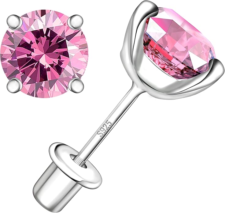 Moissanite Screw Back Earrings Studs - 0.2CT-4CT Moissanite Earrings for Women 925 Sterling Silver Piercing Real Colorful Moissan Hypoallergenic Jewelry Ear Stud Gifts
