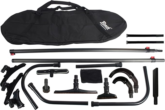 Cen-Tec Systems 25 Ft. High Reach Vacuum Attachment Kit with 2 Carbon Fiber Poles and Carry Bag, Black