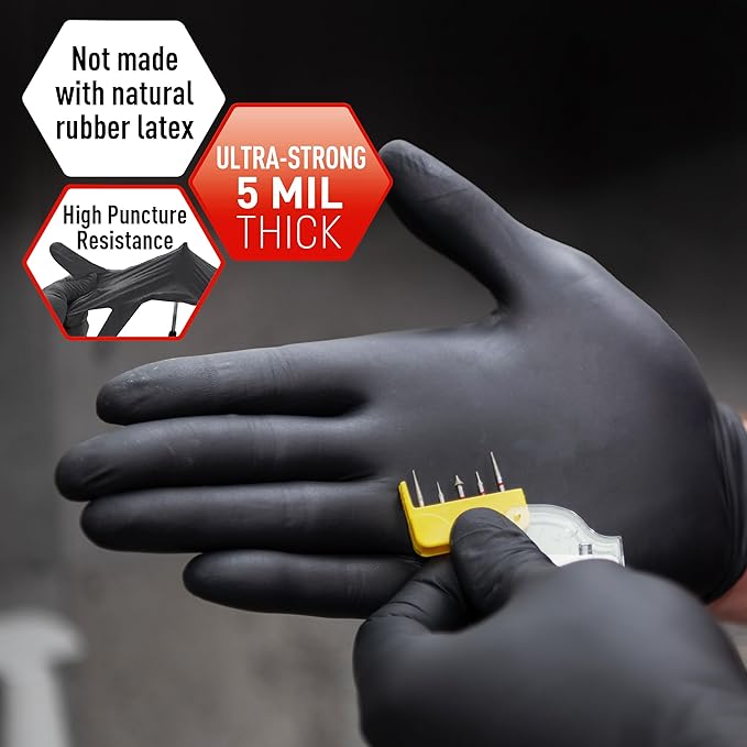 MED PRIDE Nitrile Gloves - Box of 100 Gloves | 5 Mil Thick, Powder-Free, Latex-Free, Lab, Chemotherapy Compliant