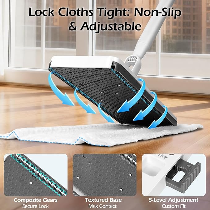MASTERTOP Hands Free Flat Mop with Mini Sweeper Mop,2-in-1 Disposable Dust Mop with 47" Long Handle,Microfiber Mops for Floor Cleaning,No-Touch, Multi Surface Floor Cleaning
