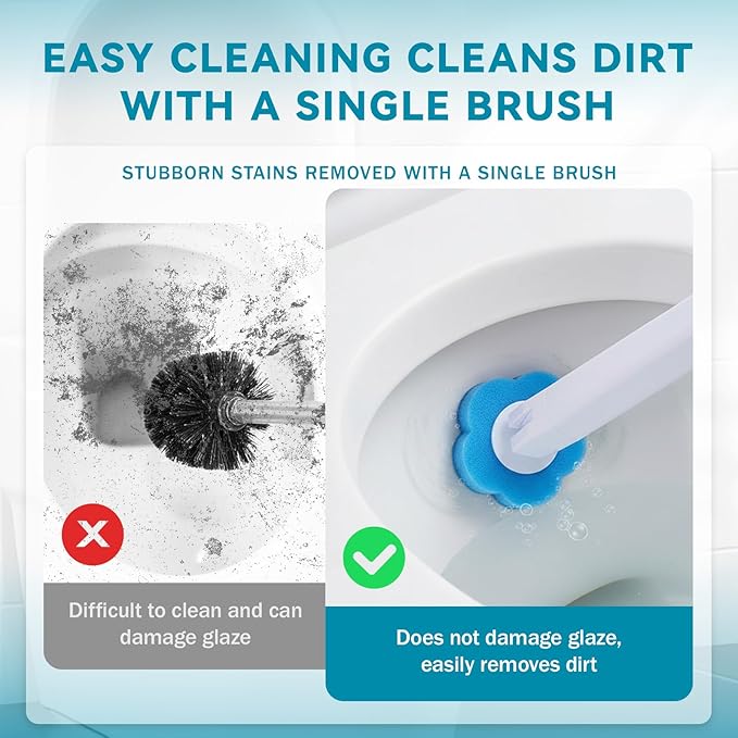 Disposable Toilet Brush, Toilet Wand Kit, Toilet Brushes and Holders with 48 Refills, Toilet Bowl Brush, Toilet Bowl Cleaning Wands, Toilet Bowl Cleaner, Toilet Cleaning System for Bathroom