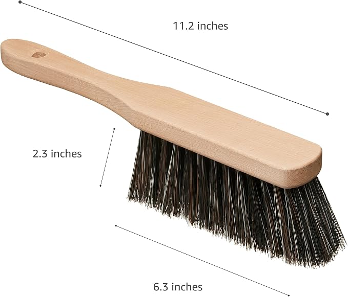 Set of 14.2" & 11.2" Medium-Soft + 14.2" & 11.2" Soft Bristles Hand Brooms, Wooden Handles - Ideal for Professional and Domestic Use, Dusting, Sweeping, and Shop Cleaning