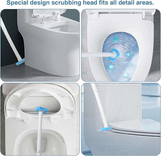 72 Count Toilet Brush Refill Pads, Toilet Brush Refill, Only Compatible Disposable Toilet Brush, Toilet Scrubber Refills, Brush Head Replacement (Blue)