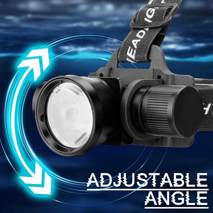3000 Lumens Super Bright Diving Headlamp IP68 Waterproof Dive Flashlight Rechargeable Underwater Headlight with 3 Modes Perfect for Scuba, Night Snorkeling and Underwater Exploration