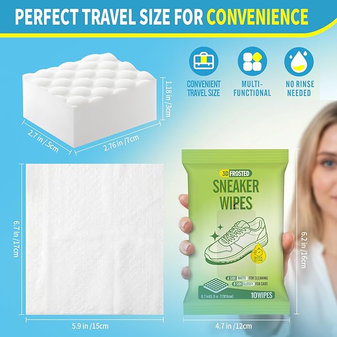 Creatyi Shoe Cleaner Sneaker Cleaner Kit Cleaning Sponge and 3D Sneaker Wipes for Sneakers