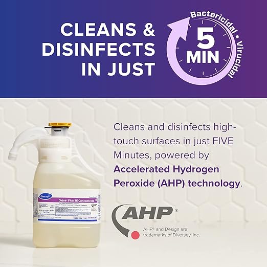 Oxivir Diversey 5019296 Five 16 One-Step Hospital Strength Disinfectant Liquid Cleaner, Accelerated Hydrogen Peroxide, SmartDose Concentrate, 1.4-Liter