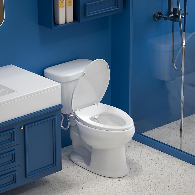 Bidet Toilet Seat – Non-Electric, Self-Cleaning Dual Nozzles for Frontal & Rear Wash, Adjustable Water Pressure, Slow-Close Lid, Fits Elongated Toilets – Hygienic & Eco-Friendly Upgrade (Elongated)