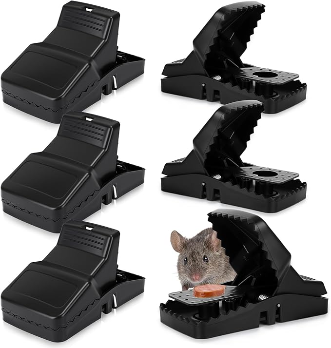 Qualirey 6 Pcs 8.3in Large Rat Snap Traps Mouse Traps Indoor for Home Mouse Trap Mice Killer Indoor Mice Snap Trap Multi-capturing Tooth Design Quick Setup and Reusable for Squirrels, Chipmunks